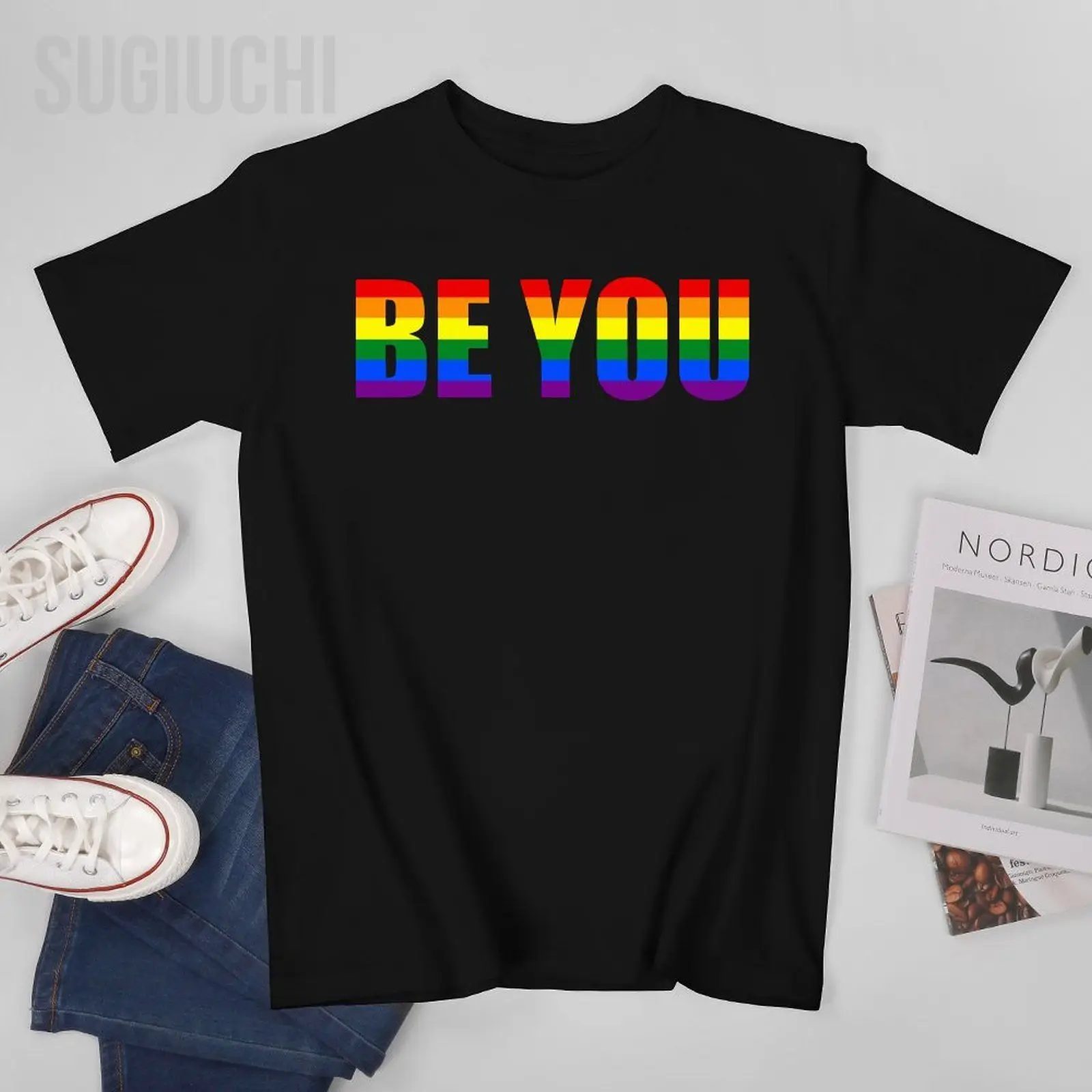 

Unisex Men Be You LGBT Flag Gay Pride Month Transgender Tshirt Tees T Shirts Women Boys 100% Cotton T-Shirt
