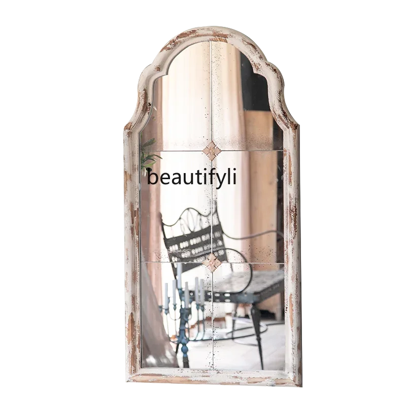 

European Retro Full-Length Mirror Nostalgic Shaped Art Mirror Clothing Store Decorative Mirror Creative Wall Decoration