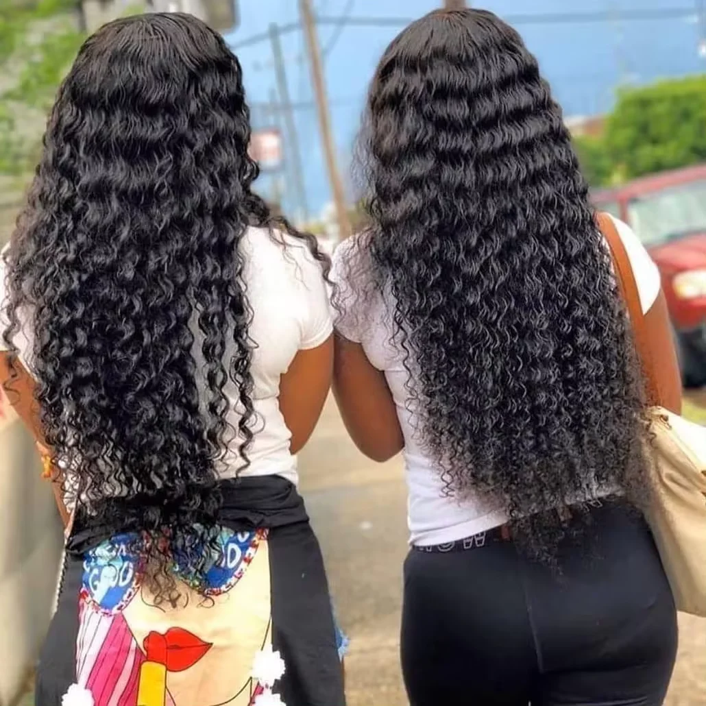 Deep Wave Bundles 100% Human Hair 28 30 inch Virgin Hair Curly 3 4 Bundles Brazilian Weave Human Extension Weave