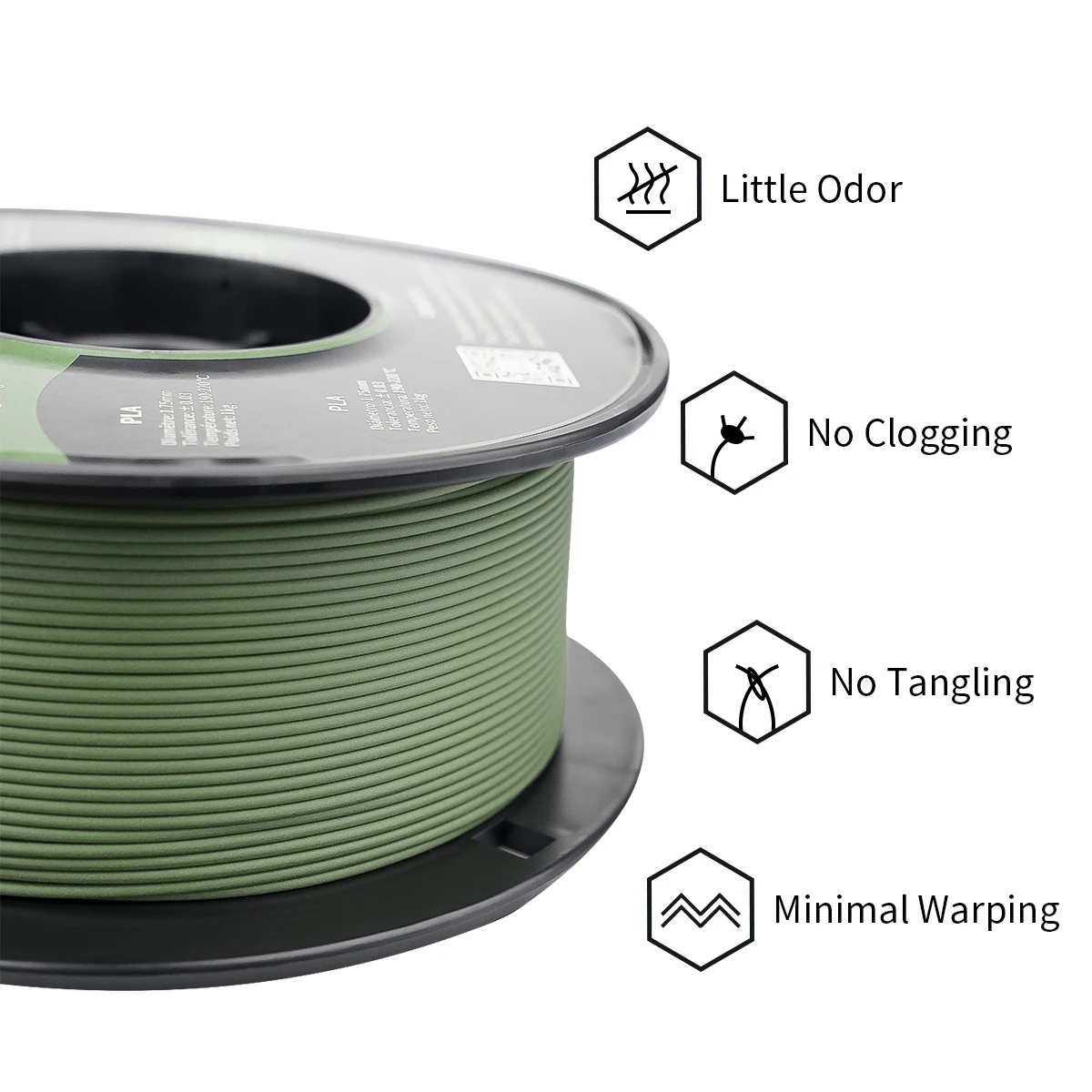 ERYONE FDM 3D 프린터용 매트 PLA 필라멘트, 1kg 스풀, 1.75mm 1.45 밀도 (g/cm), 빠른 무료 배송