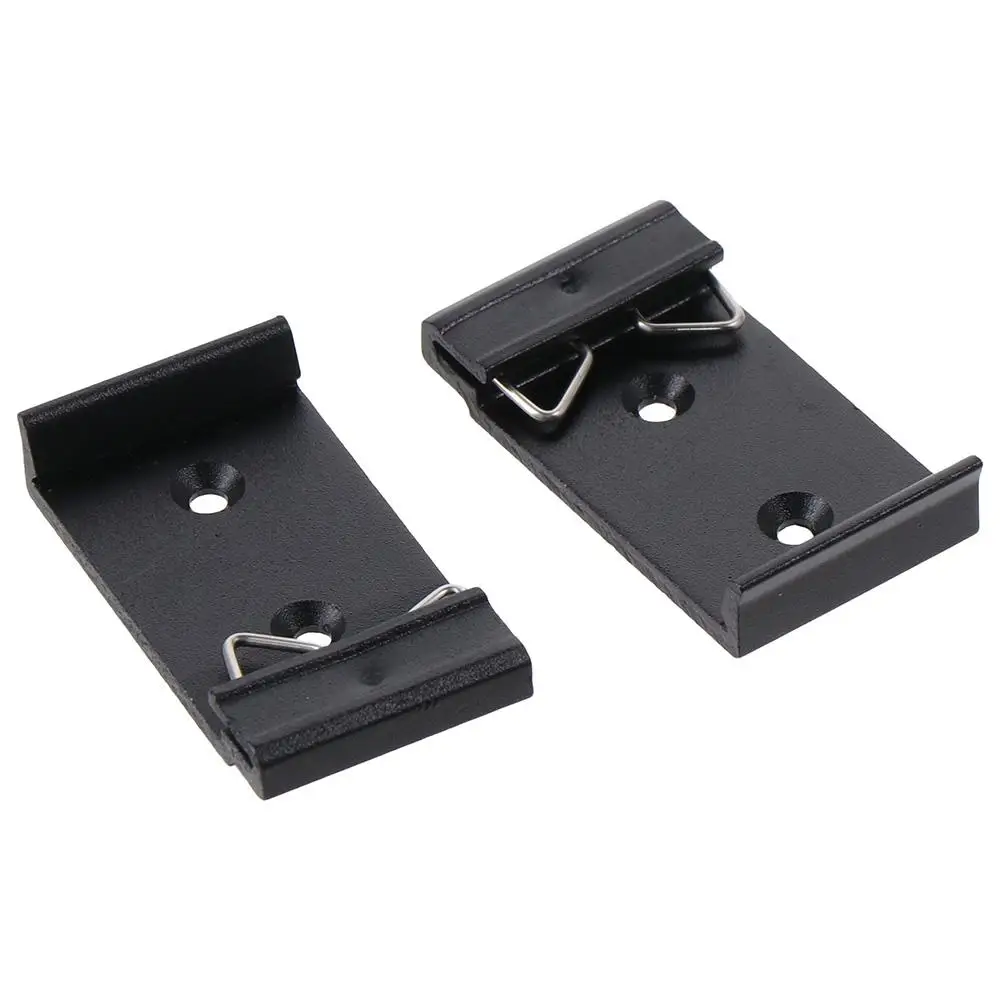 1/4Pcs 1.02 Width DIN Rail Mount Clip Black Universal DIN Rail Fixed Clamp Aluminum Alloy Snap in Din-Rail Mounting Brackets Connector Clamps