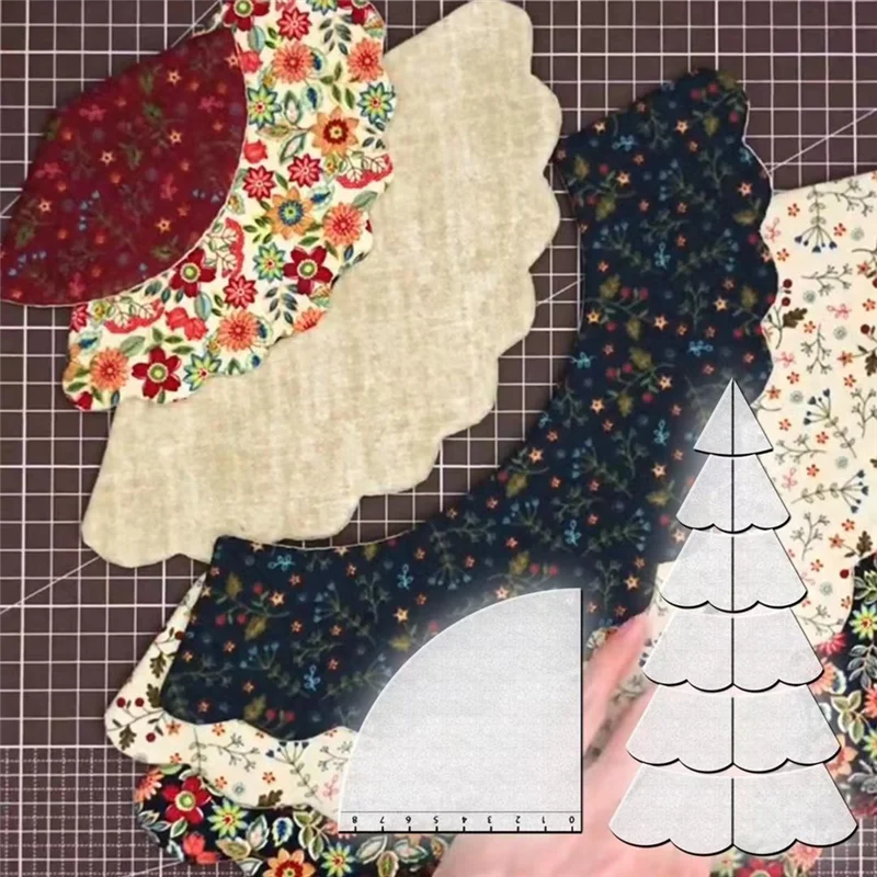절묘한 수제 크리스마스 트리 퀼팅 템플릿 세트 DIY 재봉 자 다기능 재봉 패턴 도구 실용