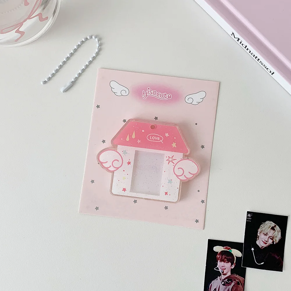 Nette Cartoon Haus Flügel 1-Zoll Karte Halter Ins Koreanische Mode Mädchen Idol Foto Lagerung Karte Halter Rucksack Anhänger schlüsselbund Geschenk – Detail 9