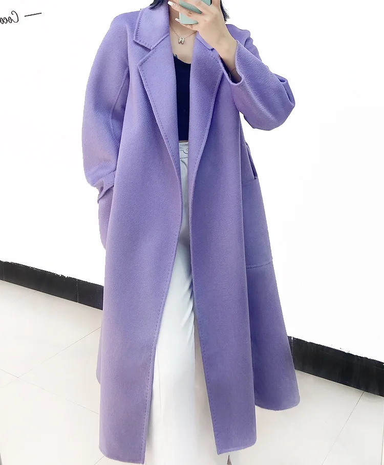 Sb6d89ffcb7664c5db0ebcb1e4c072e86n Cashmere Coat Female Winter Mid-Length Corrugated Coat Black Wool Coat Woman Autumn New Casual Fashion Red Beige Lace-Up Coat Mallzona