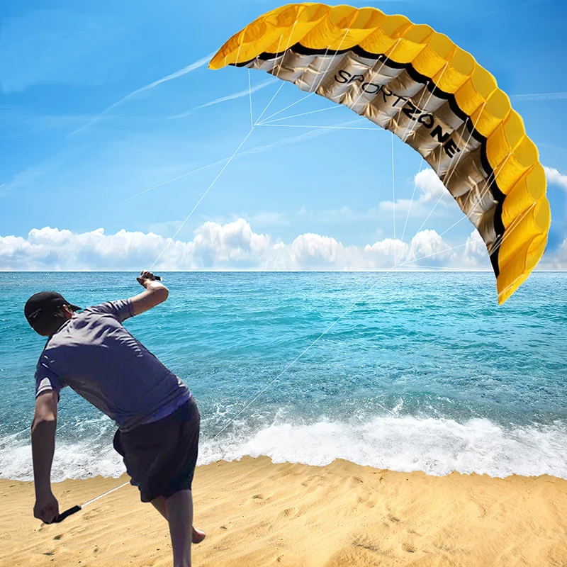High Quality 2.5m Dual Line 4 Colors Parafoil Parachute Sports Beach Kite Easy to Fly  Factory Outlet 3
