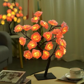 LED Rose Tree Lights 24LEDs USB Operated Table Lamp Atmosphere Lighting for Wedding Party Gift Birthday Festival Lover Home Deco 4