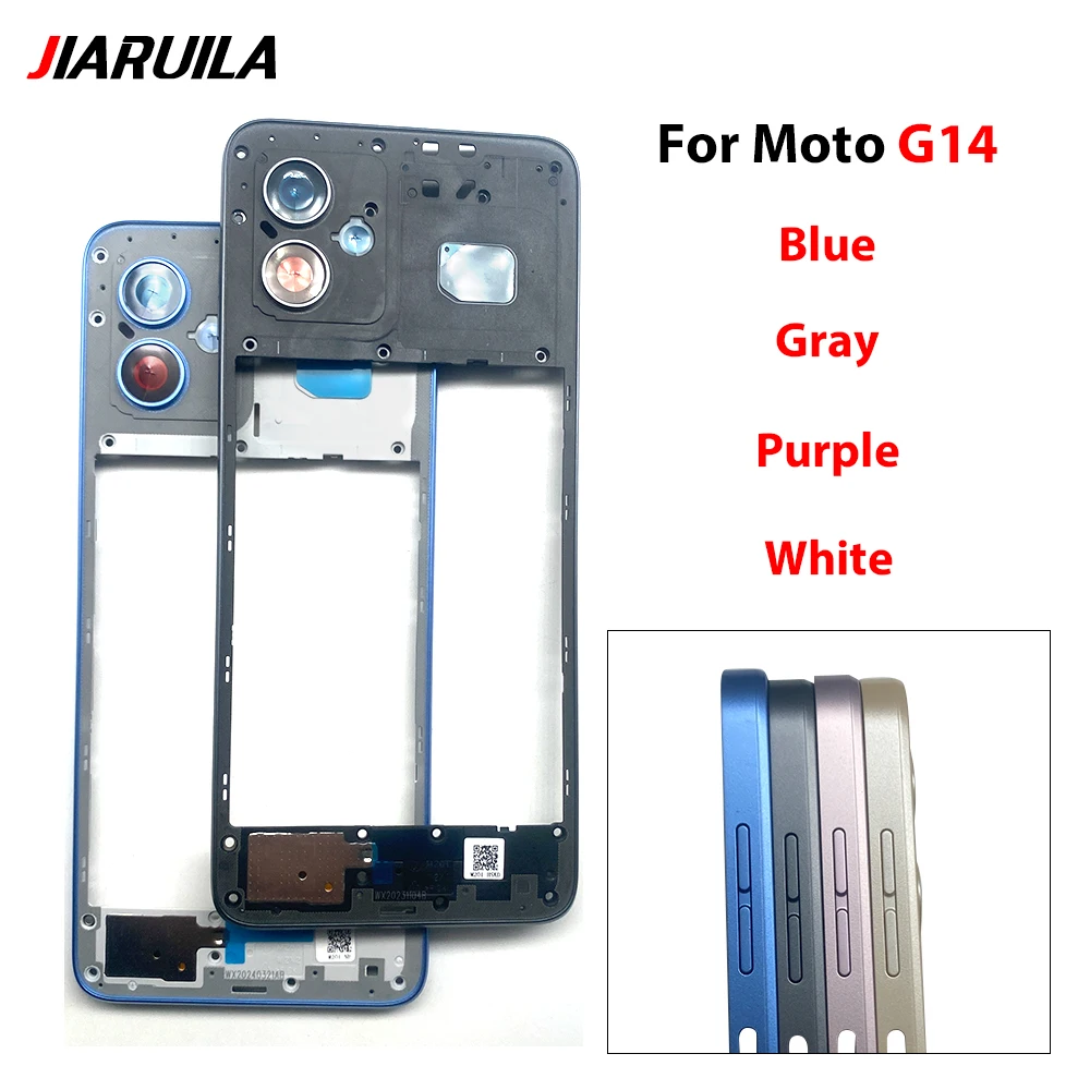 Moto G14 G24 G32 G24 Power 중간 프레임 수리 및 교체 부품용 새 뒷면 커버 중간 프레임 홀더 하우징