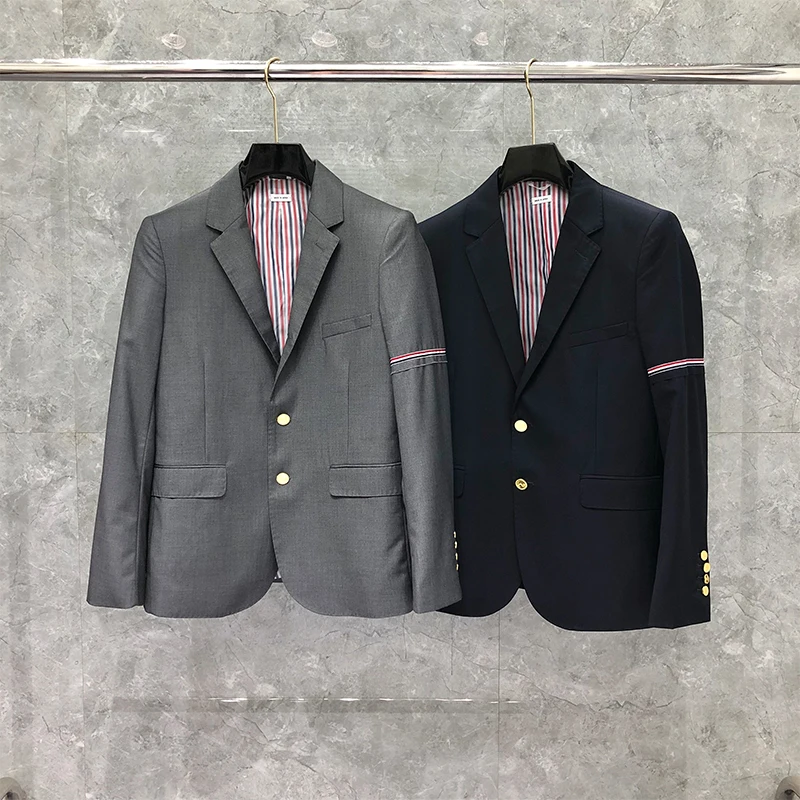 

TB THOM Male Suit Autunm Winter Man Jacket Fashion Brand Blazer Classic RWB Selvedge Armband Coat Custom Wholesale Formal Suit