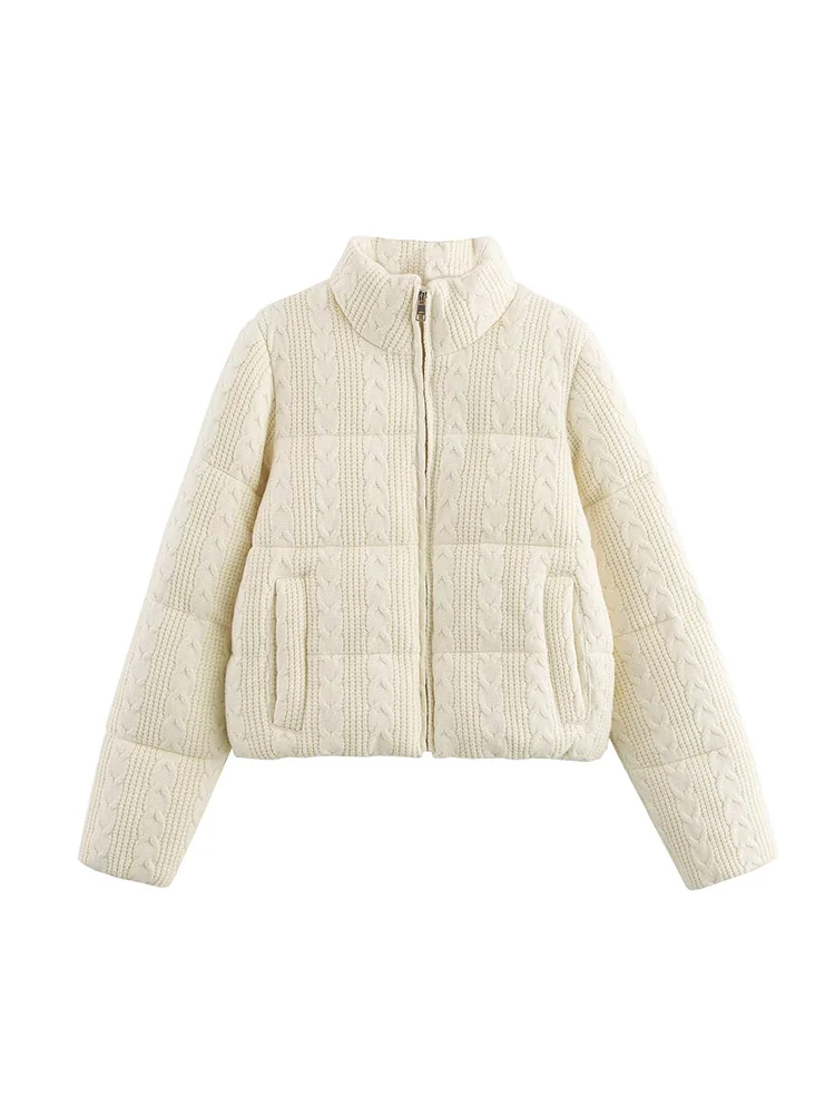  Fashion Solid Cotton Coat For Women Casual Turtleneck Full Sleeve Warm Jacket Autumn Winter Elegant Eemale Commuter Streetwear