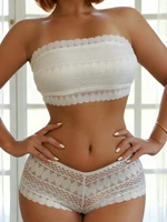 Ensemble Bralette sans bretelles en dentelle, soutien-gorge et culotte non rembourrés sans fil pour femmes, Lingerie confortable sans couture pour mariage, S-XL 3