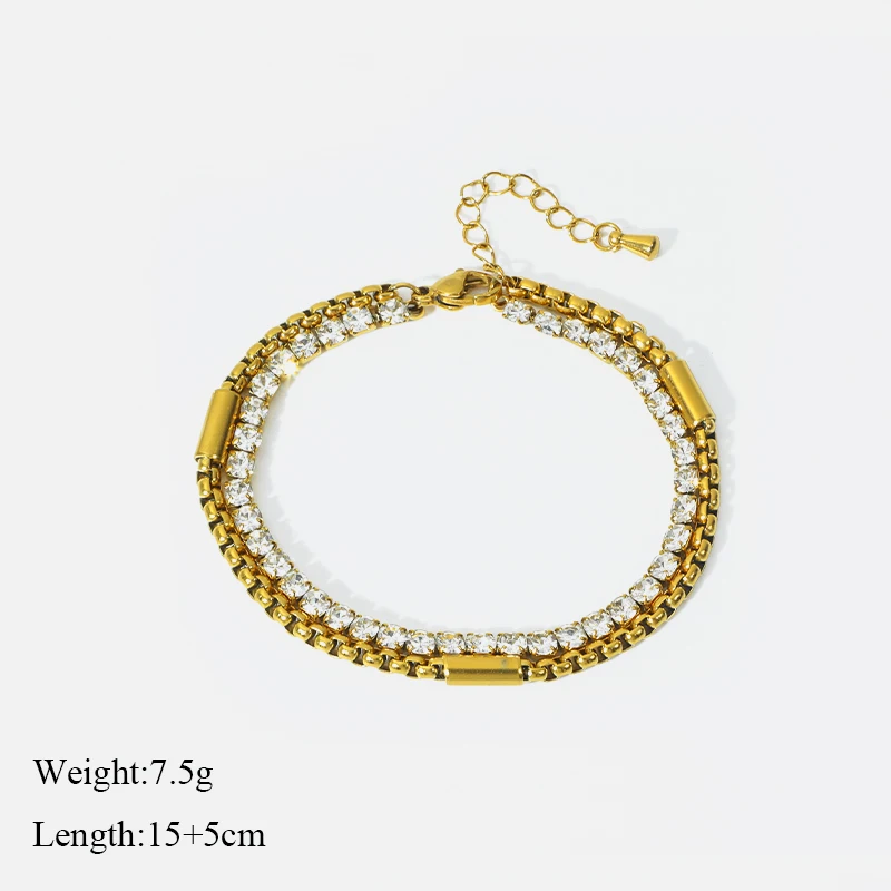 GANPUP 316L Edelstahl Glänzender Zirkonia Römisches Armband Armreif für Frauen Hochwertiger Goldfarbe Wasserdichter Schmuck – Detail 8