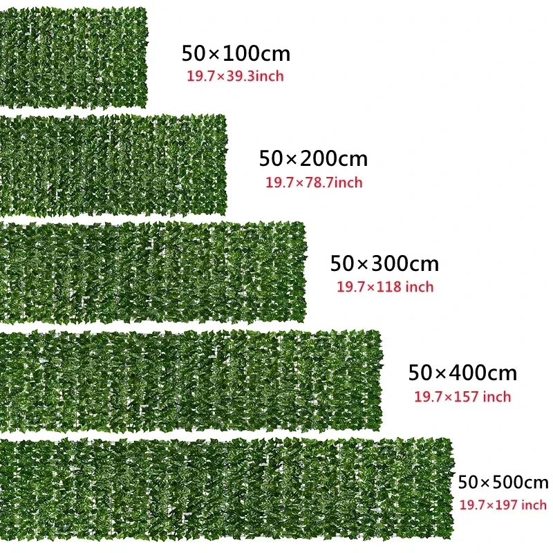 Leaf Fence Ivy Privacy Screen Balcony Privacy Garden Leaves Fence Artificial Hedge Apple Leaf Outdoor Decoration 50&times;500cm artificial leaf fence
