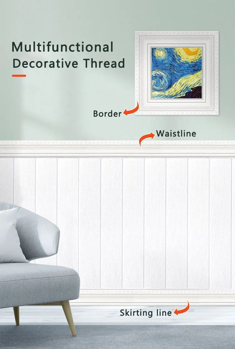 Description Picture 2 of itemSelf Adhesive 3DWall Sticker Baseboard Decorative Strip Edge Sealing Wall Enclosure Frame Plastic Waterproof Waistline Baseboard