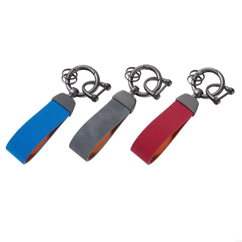 Set von 3 Wildlederauto-Schlüsselbund mit D-Ring-Vintage Leder Zinklegierung Schlüsselkette Stylischer Schlüssel für Männer und – Detail 5