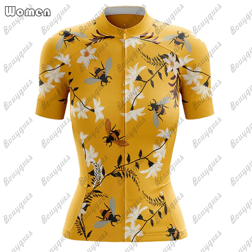 Bees Summer Premium Cycling Jersey Set Breathable Team Racing Sport Bicycle Jersey Women Cycling Clothing Short Bike