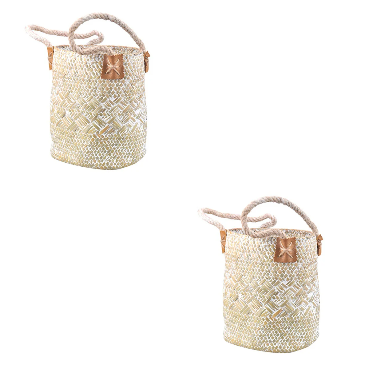 

2 Pieces Homedecor Woven Flower Pot Vase Storage Baskets Wooden Light House Decorations for
