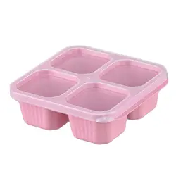 Eco-Friendly Reusable Four-Compartment Snack and Meal Prep Box with Cover (Pink)