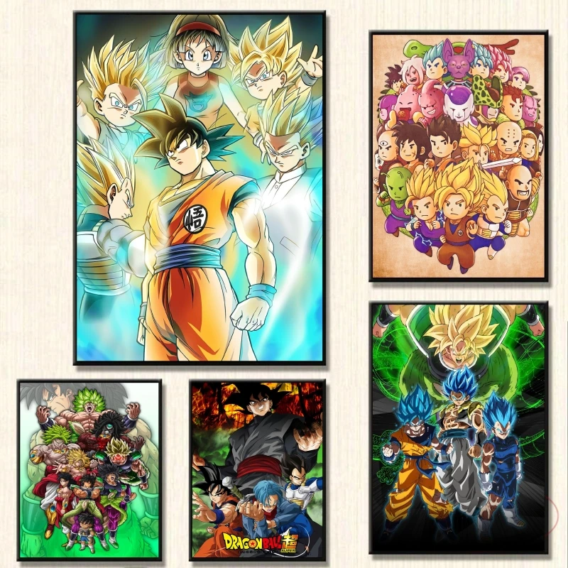 

Japanese Classic Anime Dragon Ball Canvas Painting Son Goku Broli Decorative Poster HD Printing Mural Assembly Living Room
