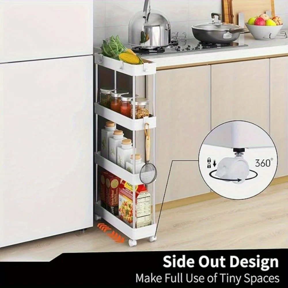 Multi - Layer 360° Rotating Storage Cart in ABS - Space - Saving, for Dorms & Kitchen,bathroom,Non-slip and durable 2