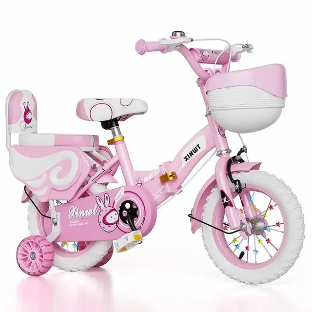 2-9 ans vélos pour enfants garçons filles vélo pliant Flash roue auxiliaire vélos réglables rose 1