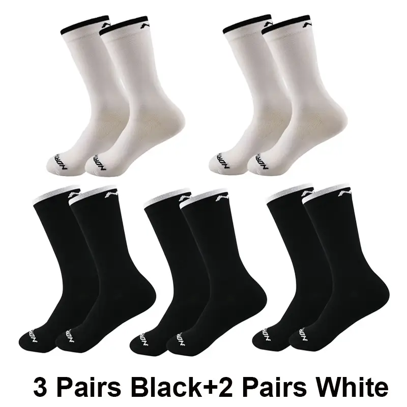 5 Pairs Cycling Socks Men Breathable Mesh Sport Running Socks Racing Road Bicycle Mid Tube Solid Letter Football Bike Socks Man - Image 11