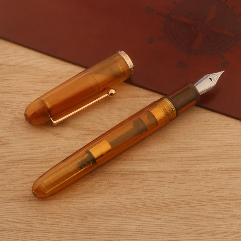 Naginata Fountain Pen 9016 Transparent brown Spin Hand polishing 1.5MM Stationery Office School Supplies 1PC