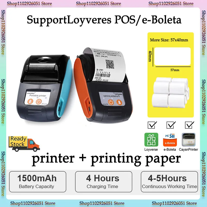 Mini Stampanti Termiche Wireless Esc / Pos Compatibili Con Set Di Ordini Stampante Per Ricevute Portatile Da 58Mm Stampanti Termiche Bt