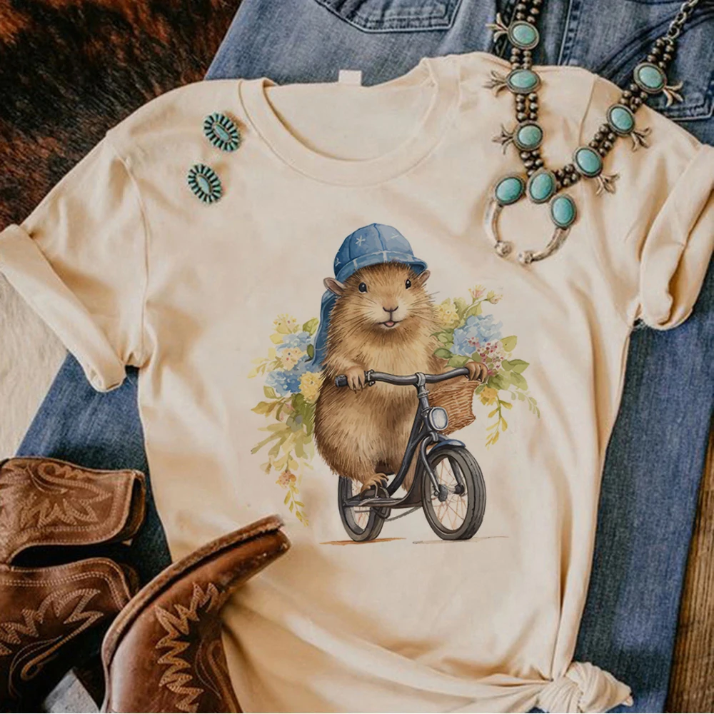 

Capybara t shirt women designer Tee female harajuku clothes
