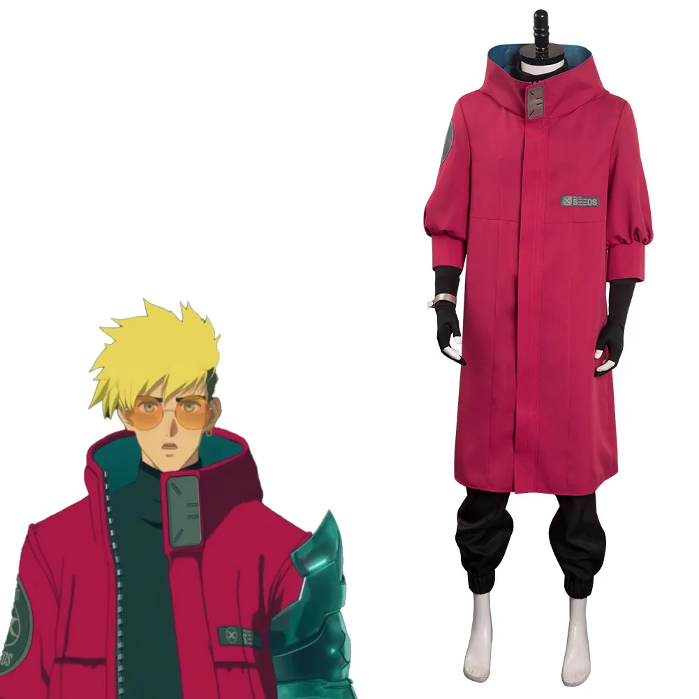 

Anime Trigun Vash The Stampede Cosplay Men Costume Red Coat Pants Fantasia Halloween Party Clothes For Male Role Playing Fashion