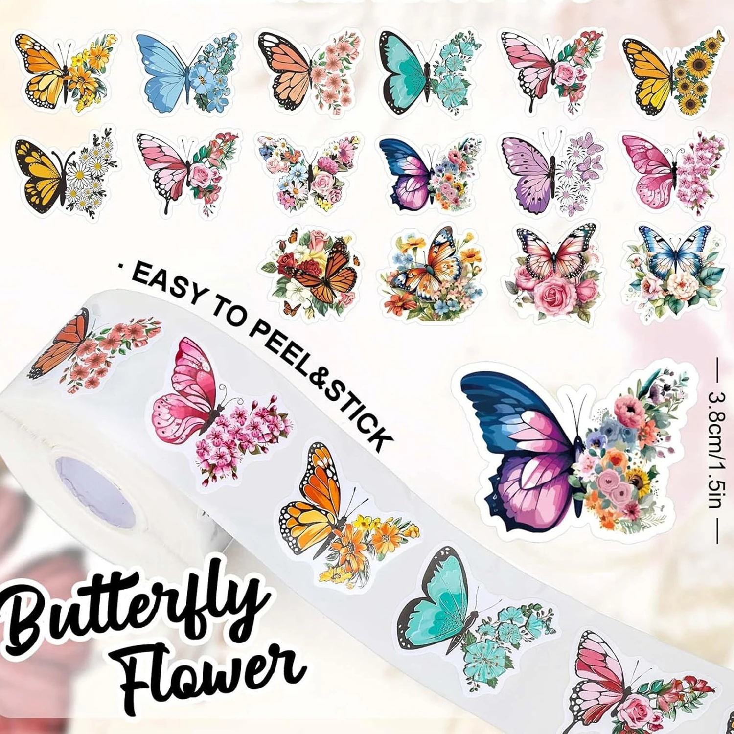 100-500pcs 아름다운 나비 감사합니다 스티커 선물 상자 포장 장식 접착 라벨 편지지 스티커
