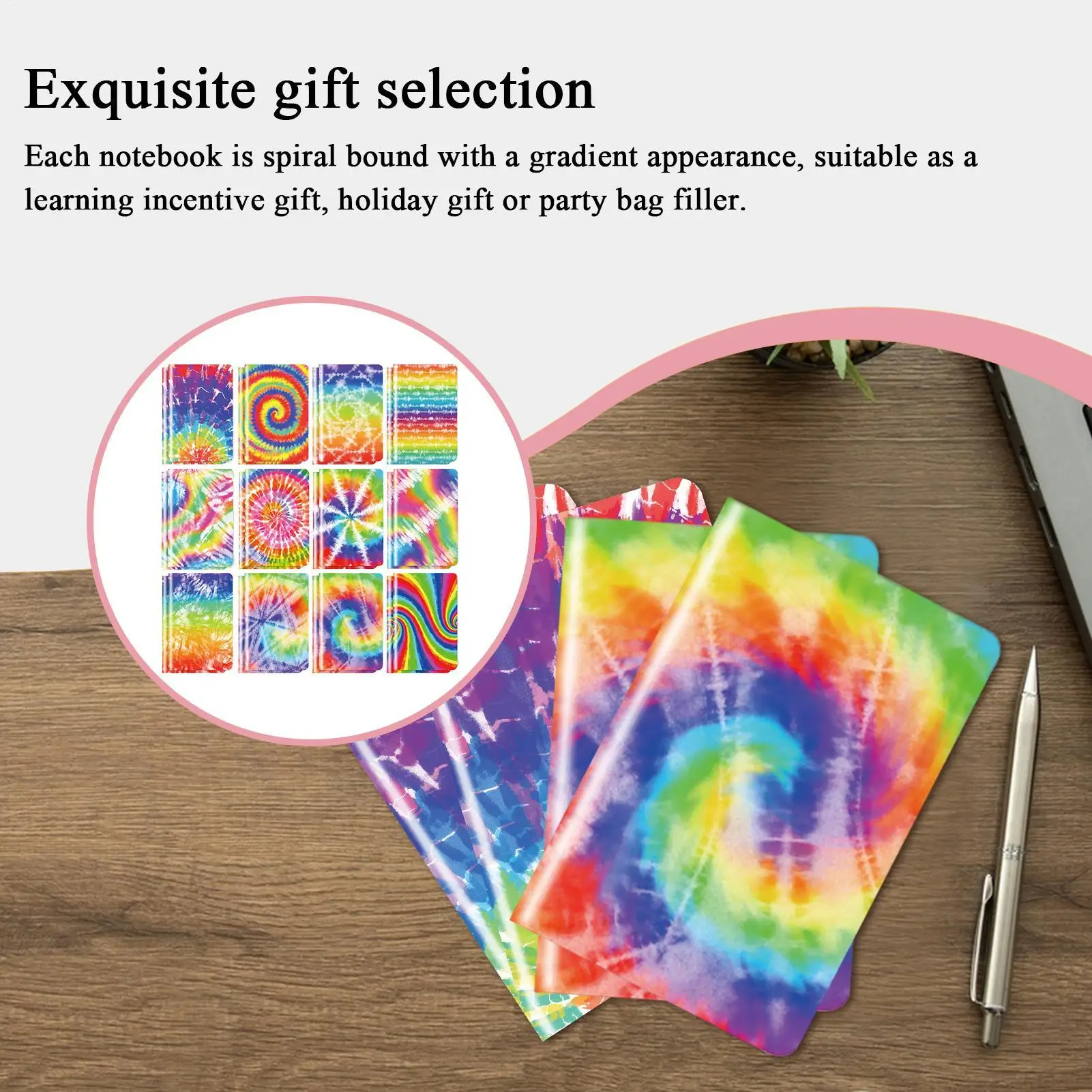 Tie Dye Notebooks 24-pieces Small Inspiration Notpads Tie Dye Stationery Supplies For Home Office School Birthday Friendship
