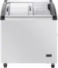 Commercial Mobile Ice Cream Display Chest Freezer Sub Zero Temp Curved Glass Top Frost Free Lid with 3 Wire Baskets 31.5 Inch 3