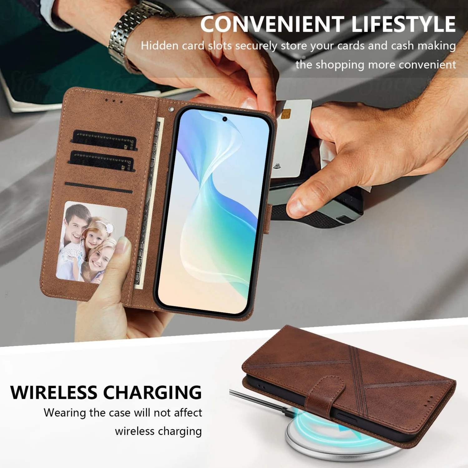 Premium PU Leather Flip Wallet Cover Case