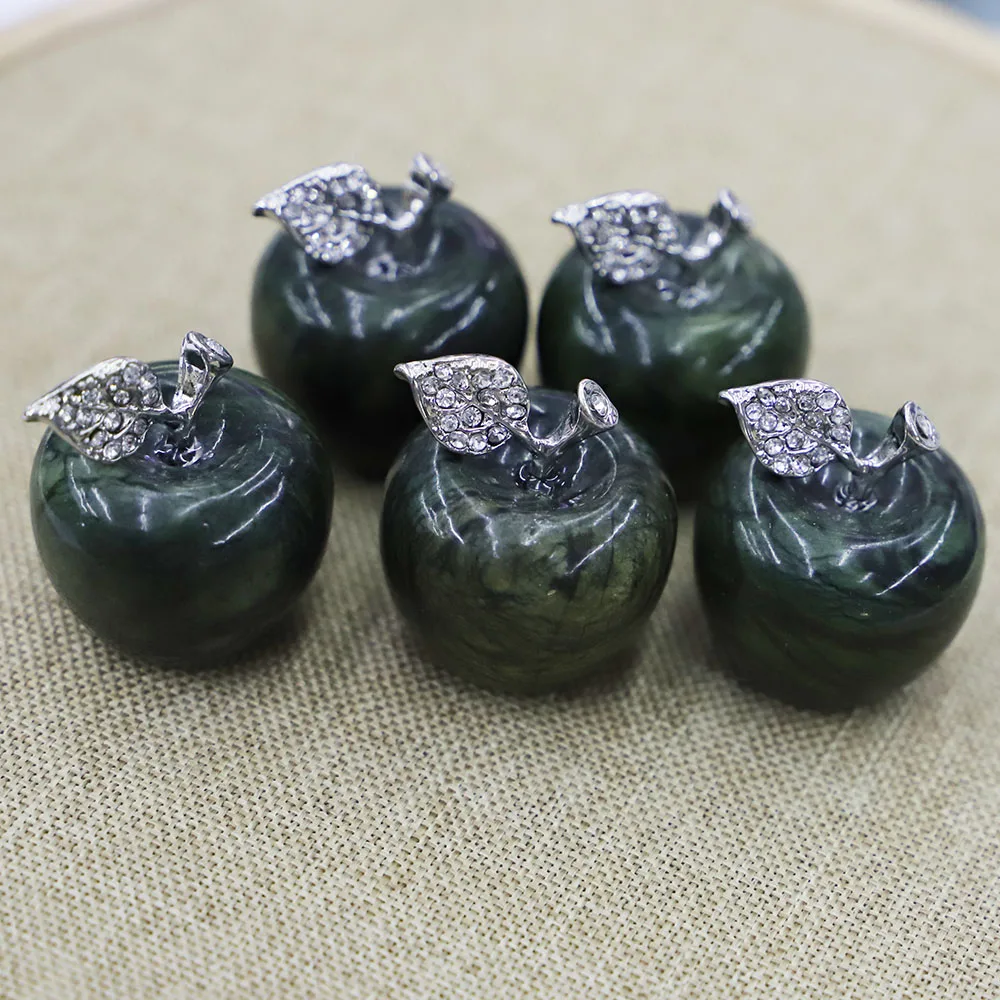 30*26MM New Natural Stone Apple Statue Ornament Healing Mixed Color Charm Room Gemstone Carved Figurine Gem Home Decoration 4Pcs