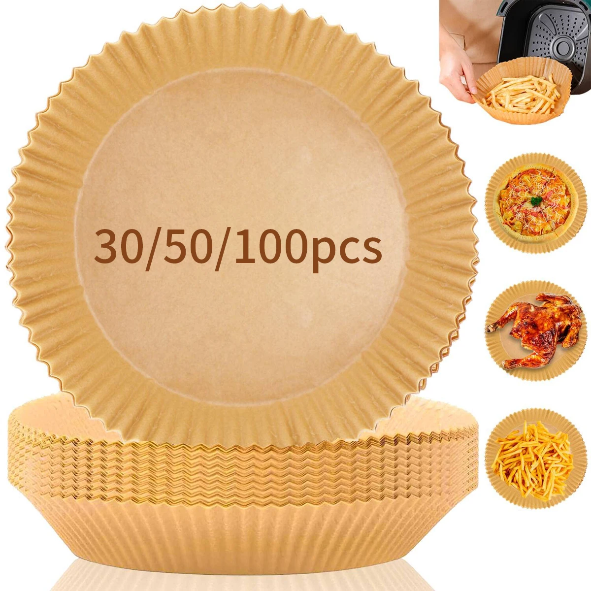 Yin 100Pcs Perforated Non Sticky Baking Paper Bread Snack Steamer Air Fryer  Sheet