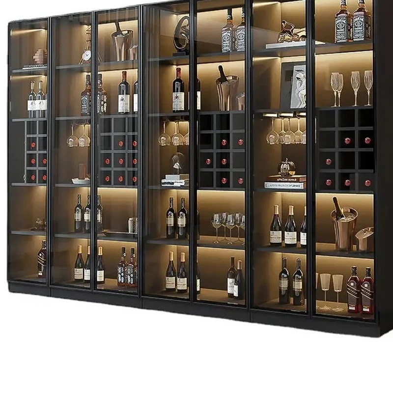 Luxury Living Room Wine Furniture Home Bar Cabinet Glass Wine Display Cabinet