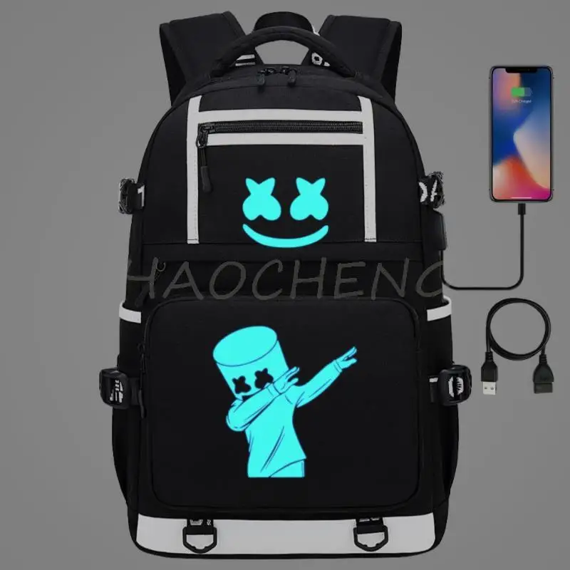 

Светящийся рюкзак DJ Marshmello для мужчин и женщин, тактическая Водонепроницаемая уличная штурмовая сумка с Usb 3P для трекинга, охоты, лучший подарок
