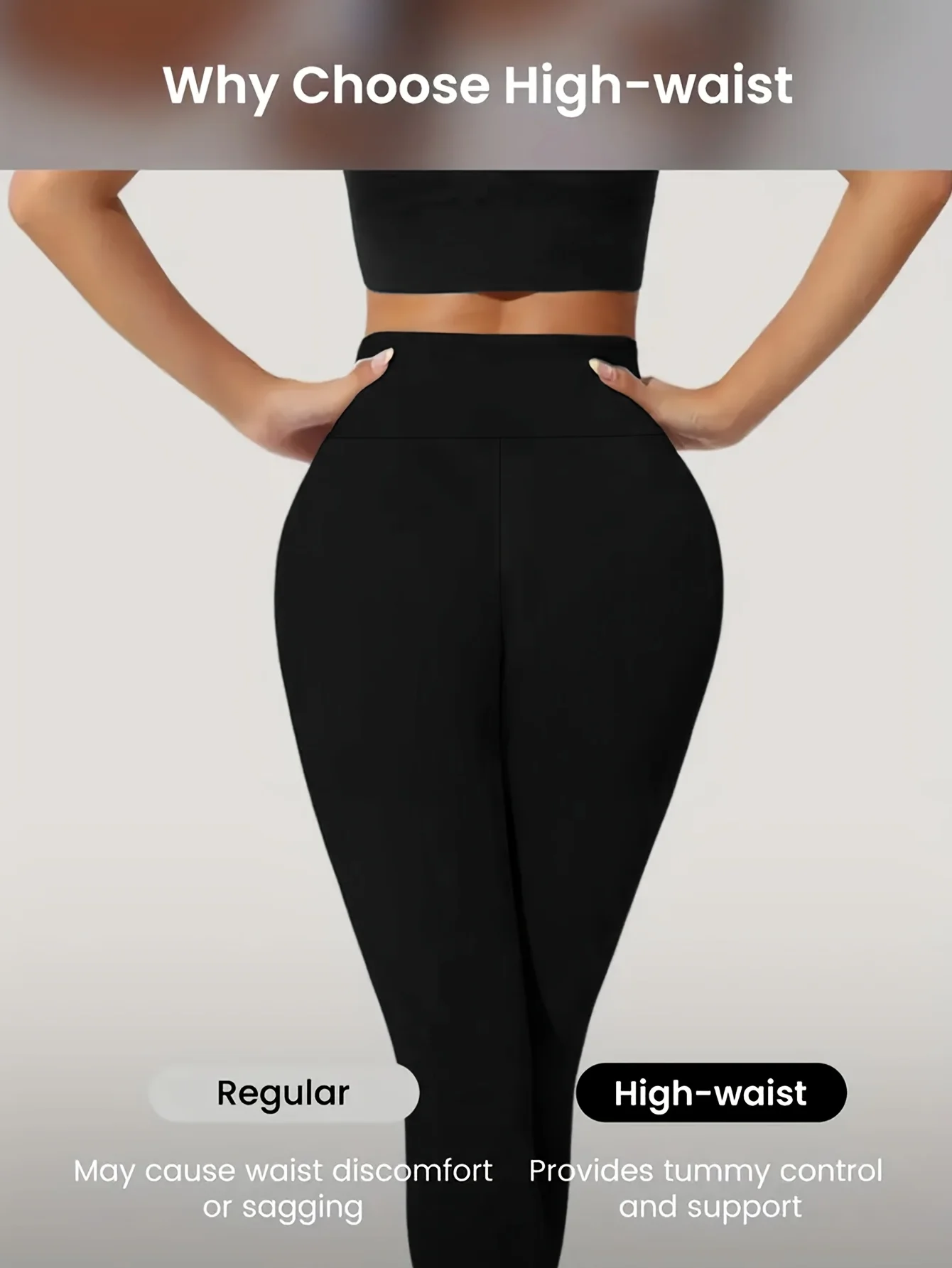 Solid Black High Waist Leggings for Women High Elastic Tummy Control Butt Lifting Slim Fit Yoga Ready Casual Daily Trousers Fres 5