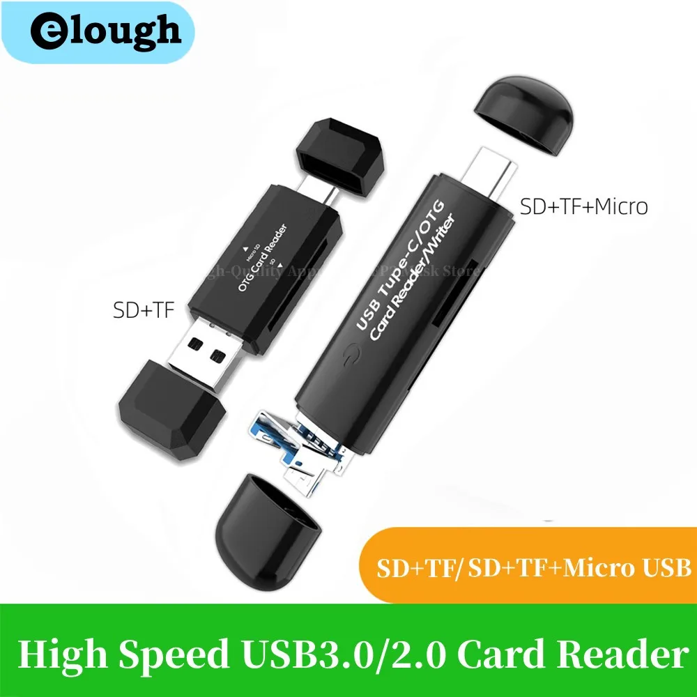 멀티 in 1 Type C SD TF 카드 리더기 USB To Type C/Micro USB/SD/TF 스마트 메모리 카드 리더 어댑터(PC 노트북 액세서리용)