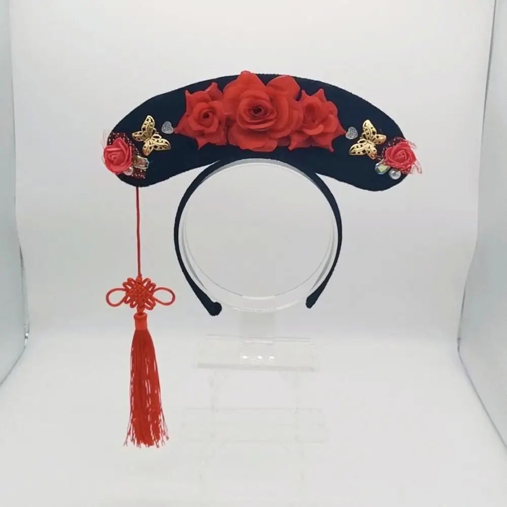 

Повязка на голову Hanfu с длинными кисточками, Цветочная бабочка, яркие детские повязки для волос, аксессуары для волос, свадебные головные уборы