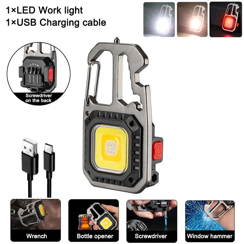 Portable LED Keychain Flashlight with Emergency Tools