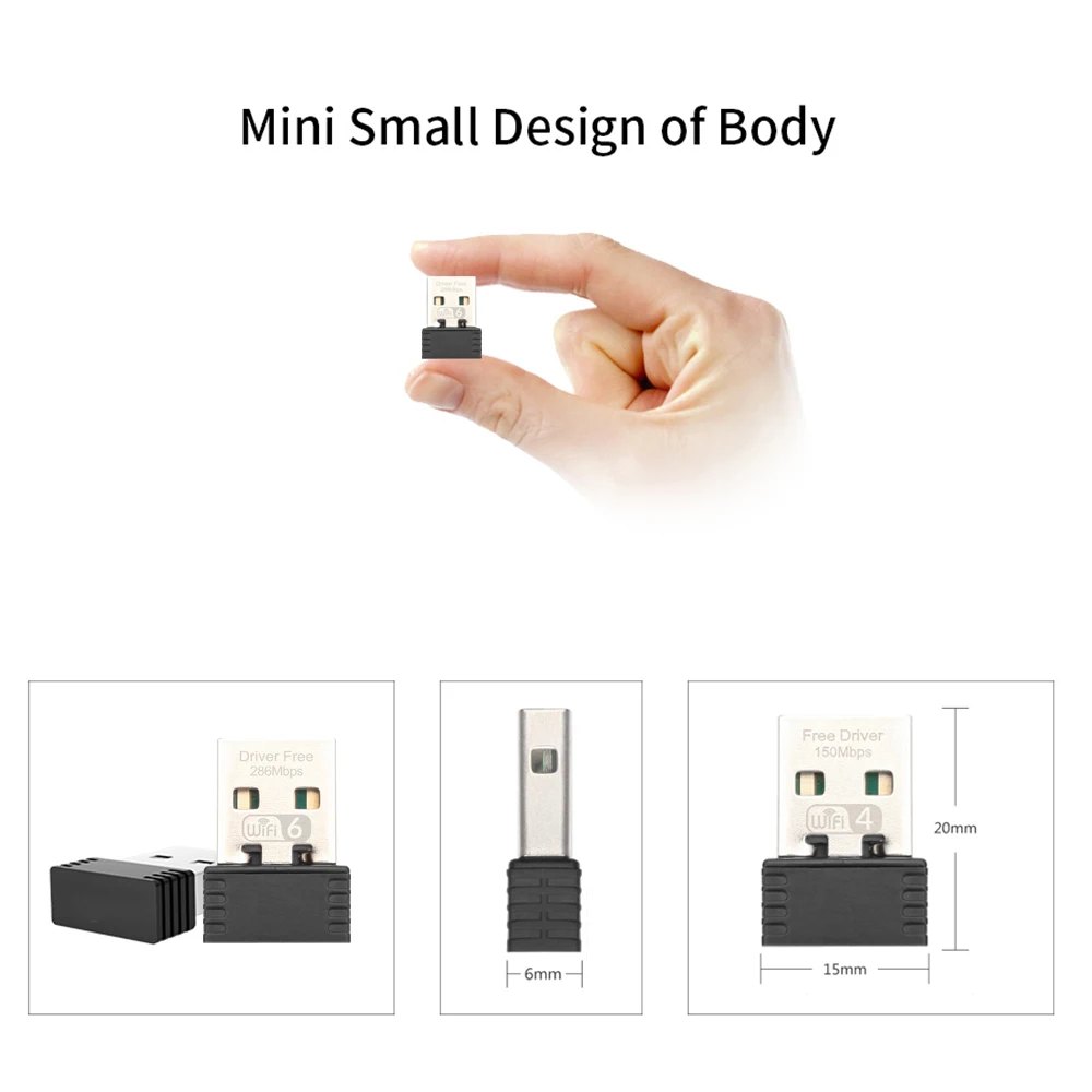 Mini adaptateur USB Wi-Fi sans fil, 2.4 mesurz, 300Mbps, carte réseau Ethernet, récepteur USB 2.0, dongle de stérilisation 11ax pour PC portable P1, 7, 8, 10, 11