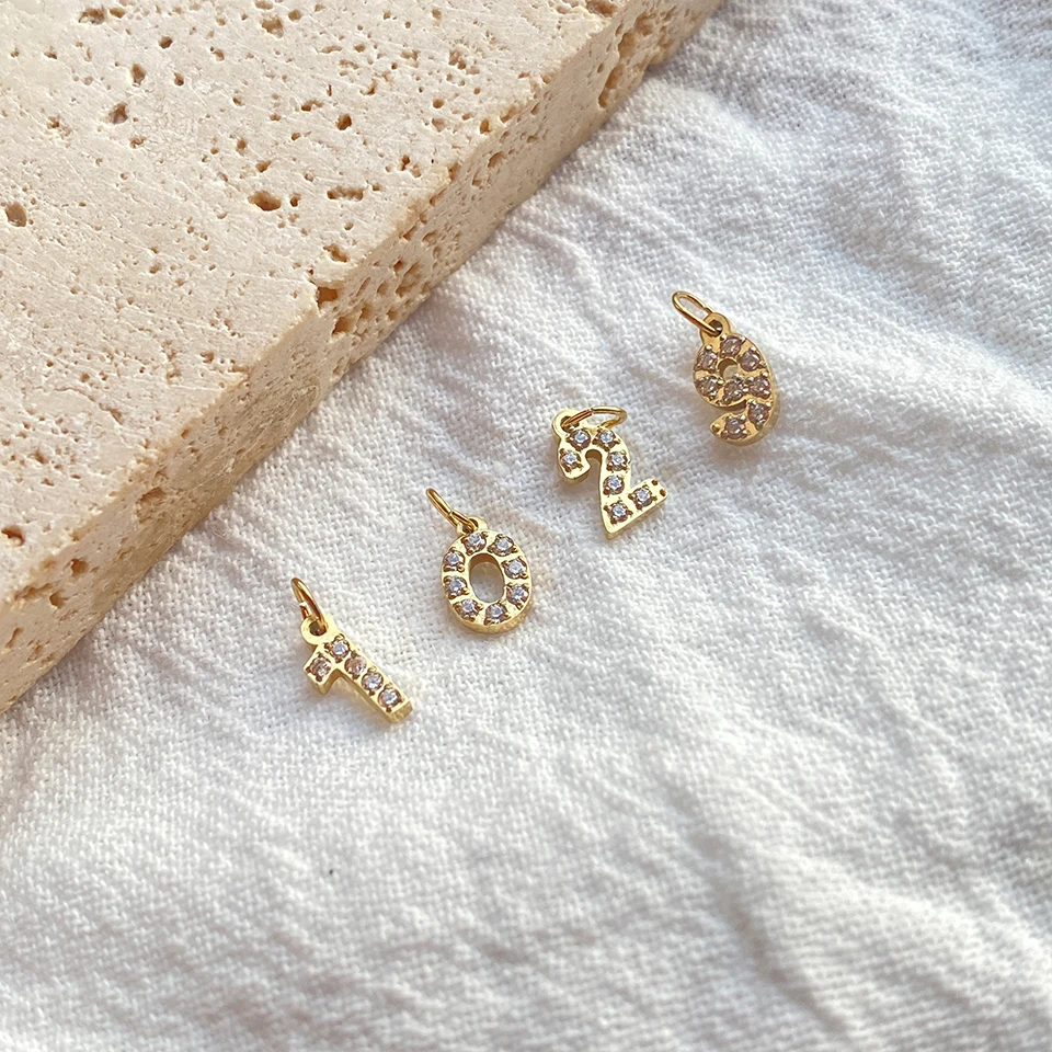 EMANCO Y2K-Stil Edelstahl-Zahlenanhänger-Set mit Kristalleinlagen zur Herstellung von Datumszahlen-Schmuckzubehör Großhandel – Detail 2