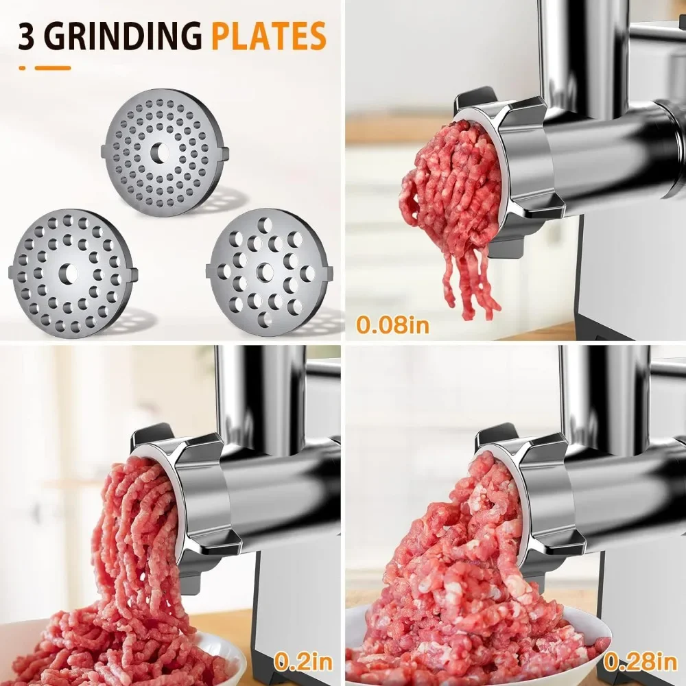 2500W Electric Meat Grinder, Sausage Stuffer Maker, Stainless Steel Food Grinder with Sausage Tube Kubbe Maker for Home Kitchen 3