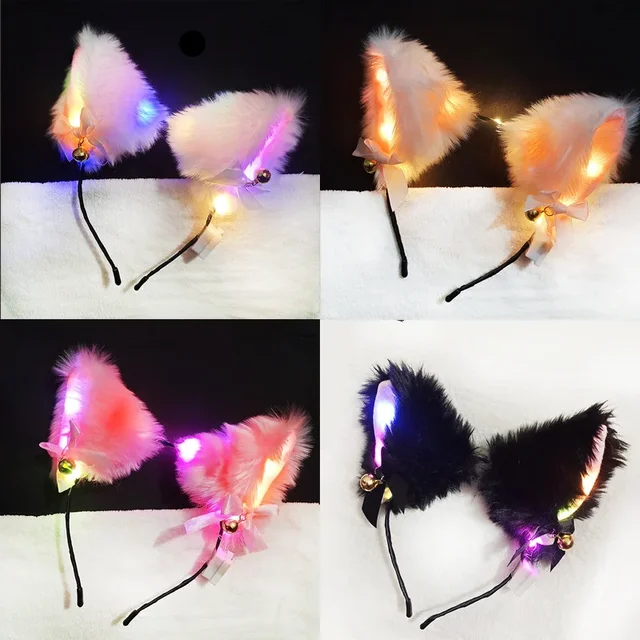 LED Faux Fur Cat Ears Headband 1