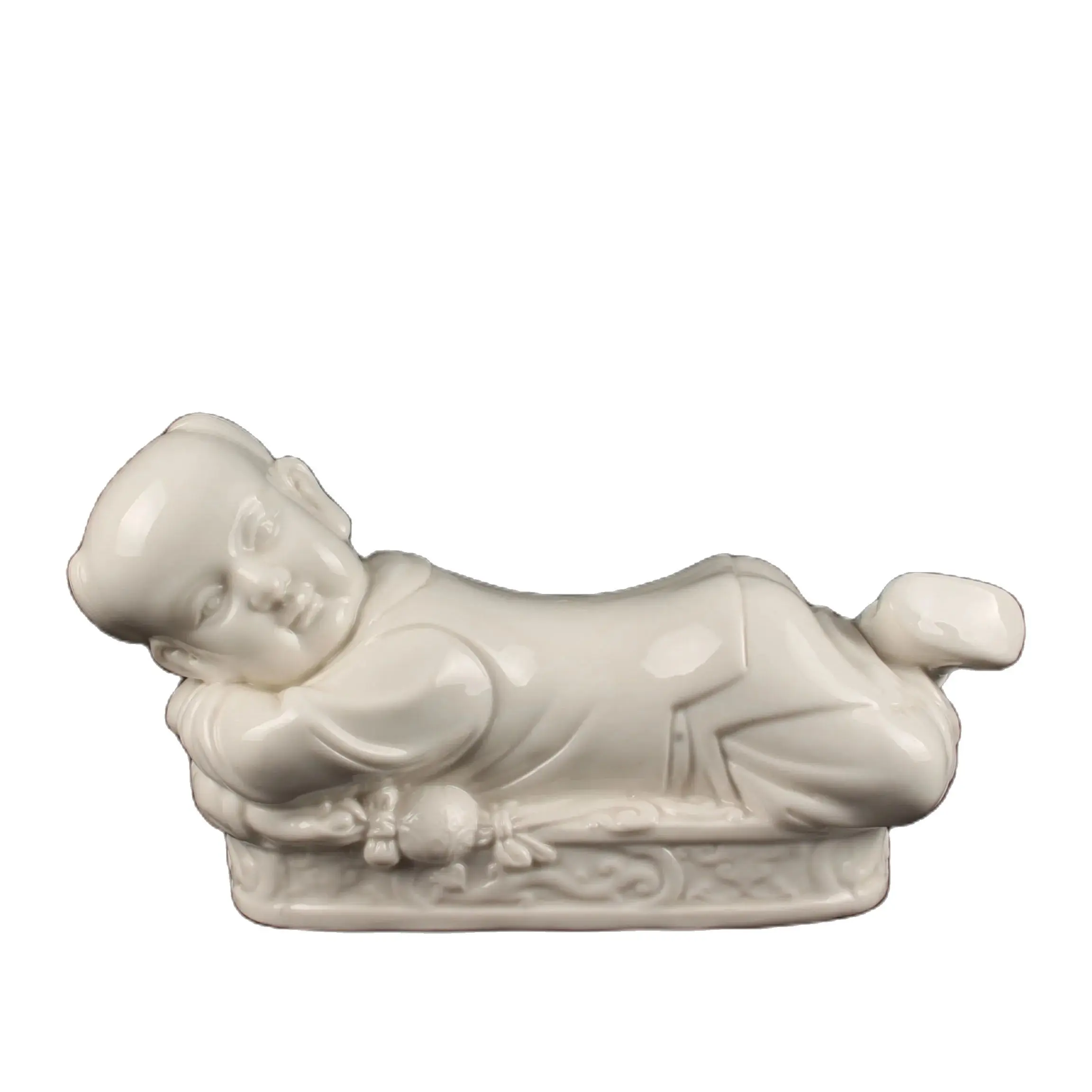 

Chinese Collection Dehua Porcelain Sleeping Pillow Doll Statue Home Decoration Exhibition