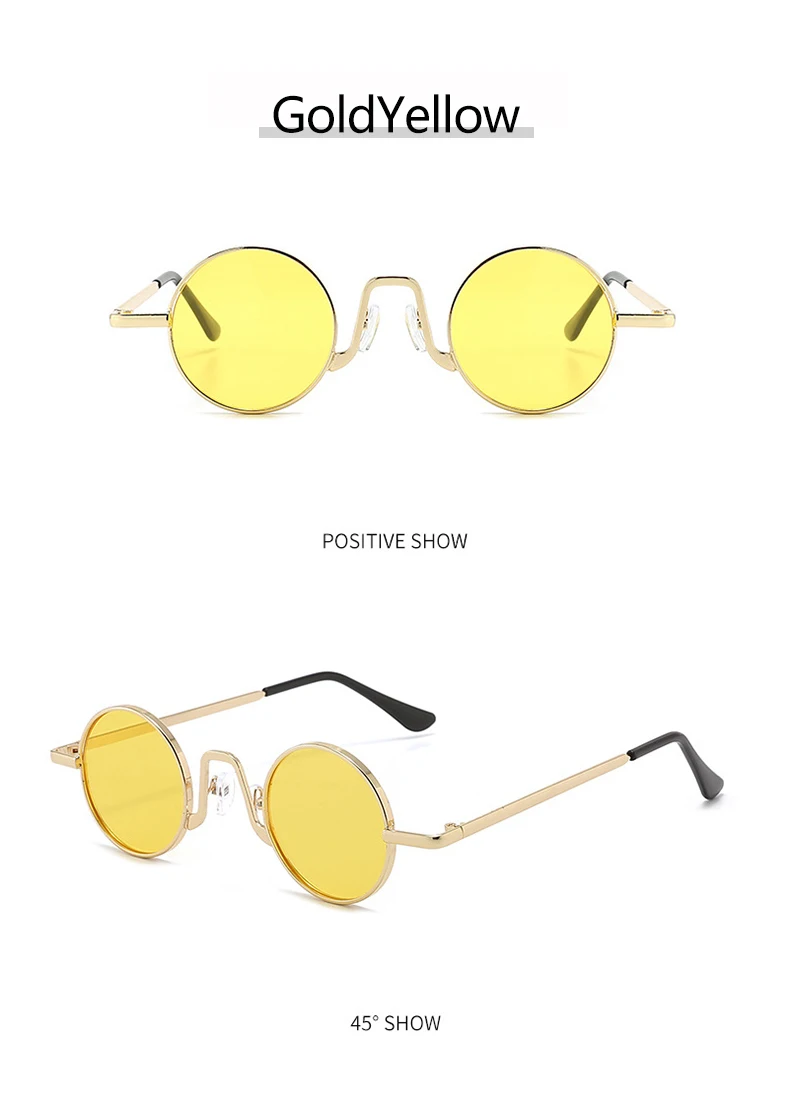 Literarische Retro-Sonnenbrille mit Kleinem Rundem Rahmen, Unisex Metallrahmen, Personalisierte Hip-Hop-Sonnenbrille 1055 – Detail 15