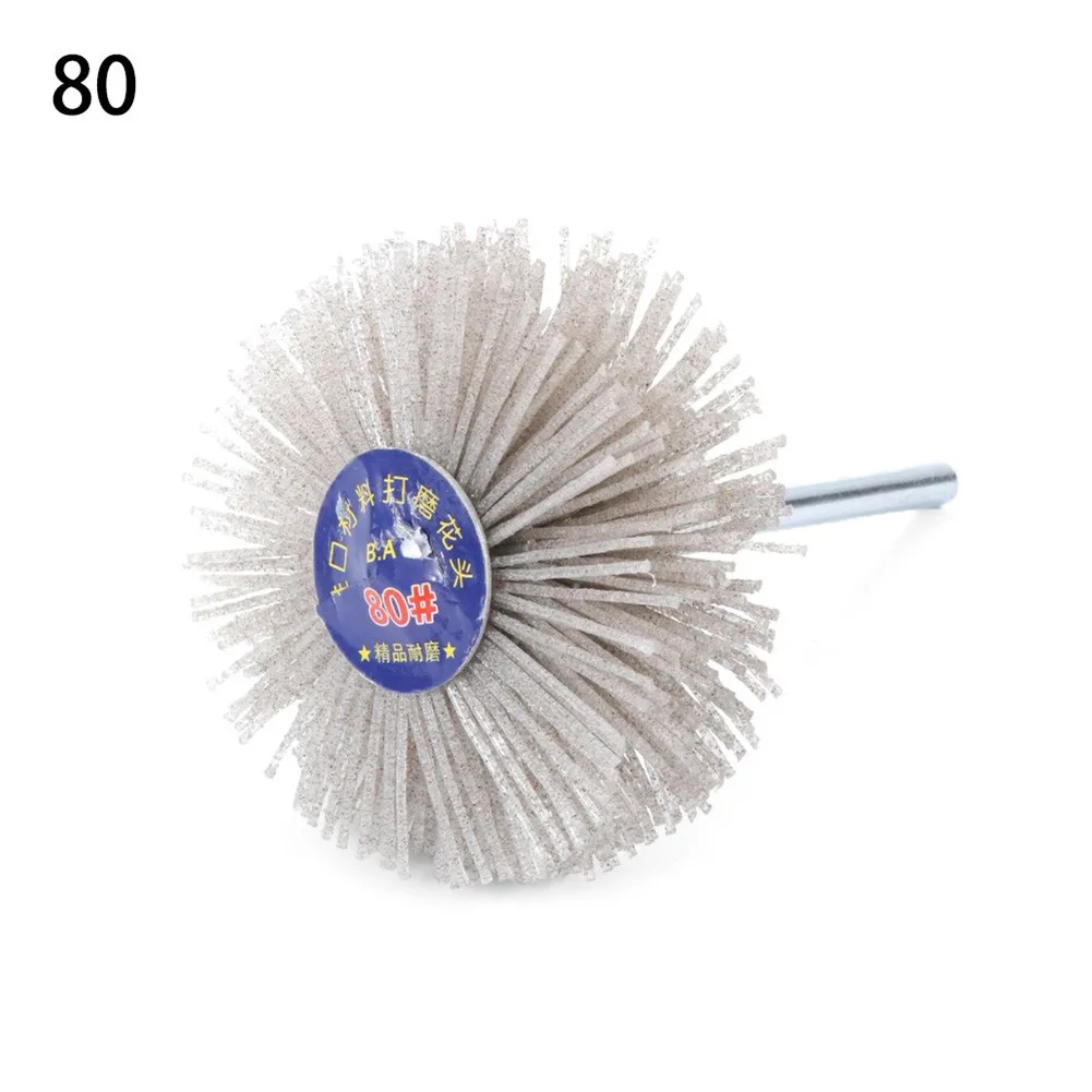 1PC 80mm Grinding Wheel Brush Nylon Polishing Abrasive Rotary Woodwork 80-600 Grit Polishing Brush Rotary Tools Accessories