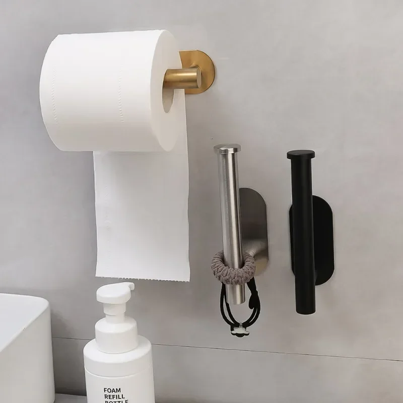 Paper Towel Holder Toilet Paper Holder Toilet Paper Rack Toilet Roll Holder Tissue Holder Self Adhesive Toilet Paper Holder Gold Stainless Steel Wall Mount No Punching Tissue Towel Roll Dispenser Bathroom Paper Hooks