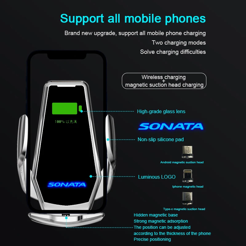 

For Hyundai Sonata Smart Induction Wireless Charging Car Phone Holder For Sonata Hyundai Accessories